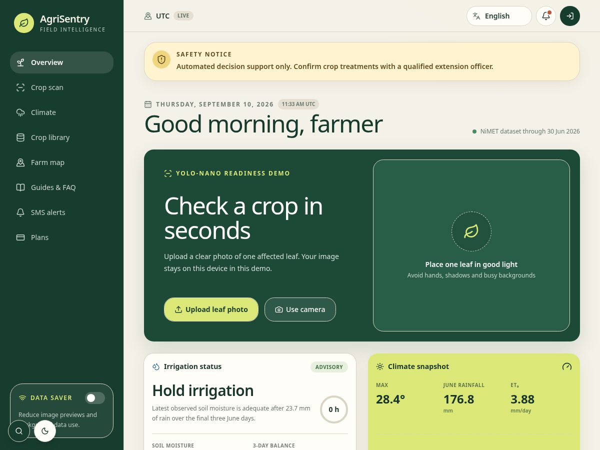 Landing-page snapshot of agrisentry.site
