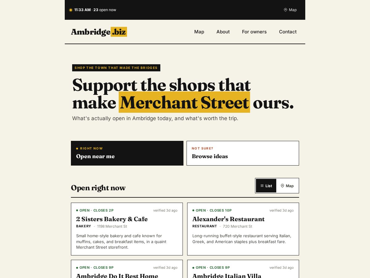 Landing-page snapshot of ambridge.biz