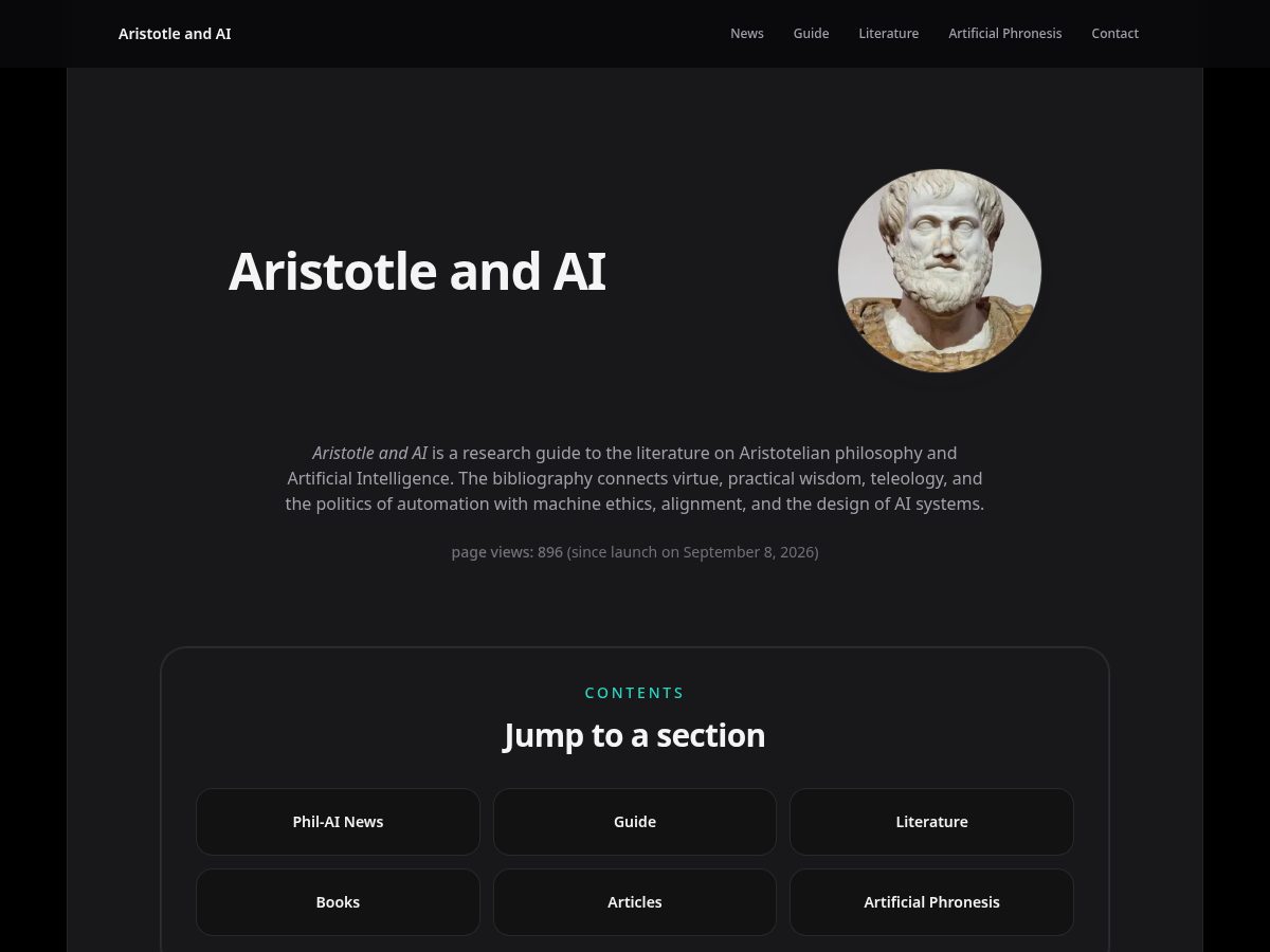 Landing-page snapshot of aristotleandai.com