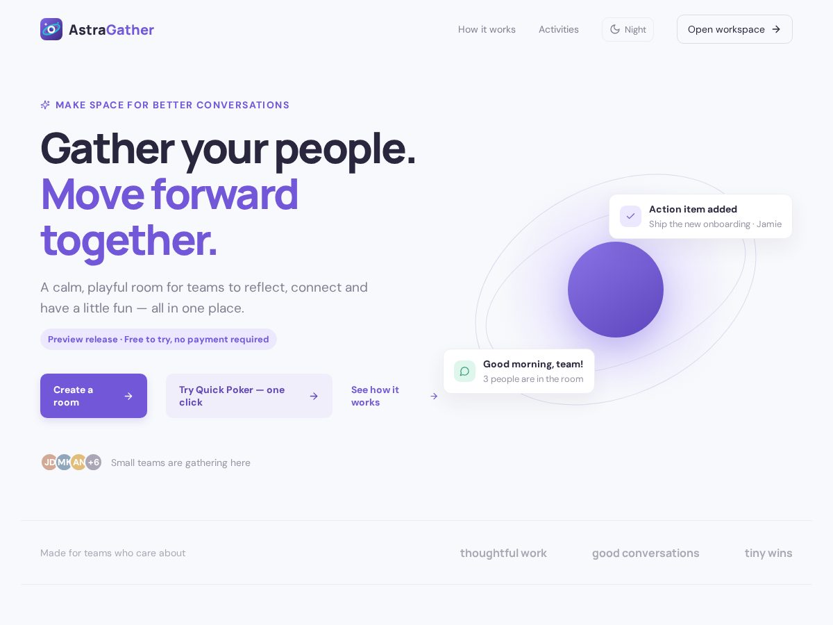 Landing-page snapshot of astragather.com