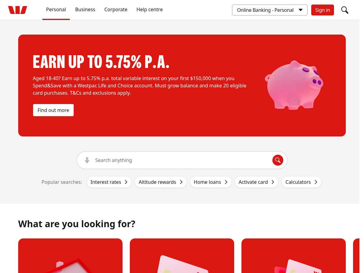 Landing-page snapshot of au-westpac.com