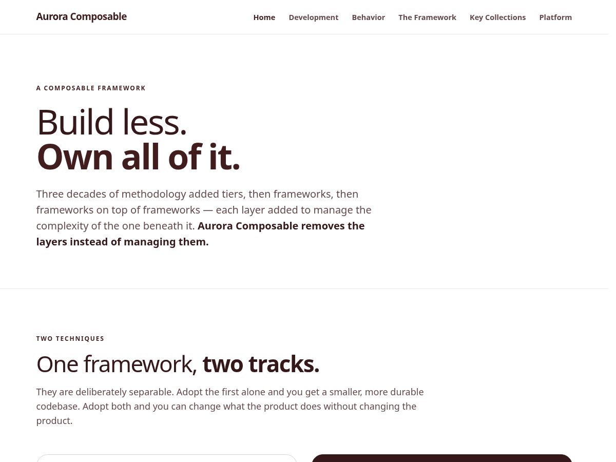 Landing-page snapshot of auroracomposable.com