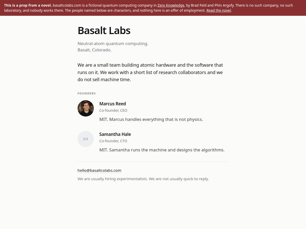 Landing-page snapshot of basaltcolabs.com