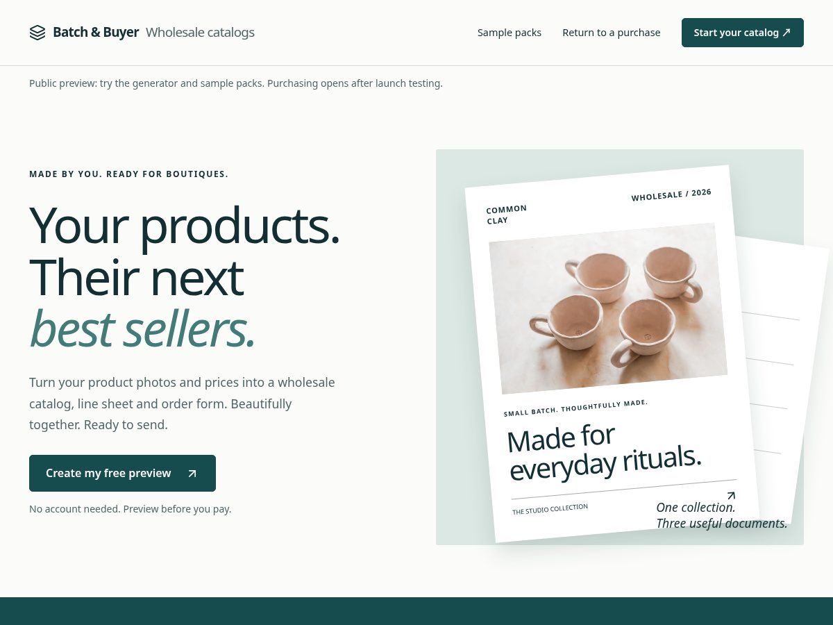 Landing-page snapshot of batchandbuyer.com