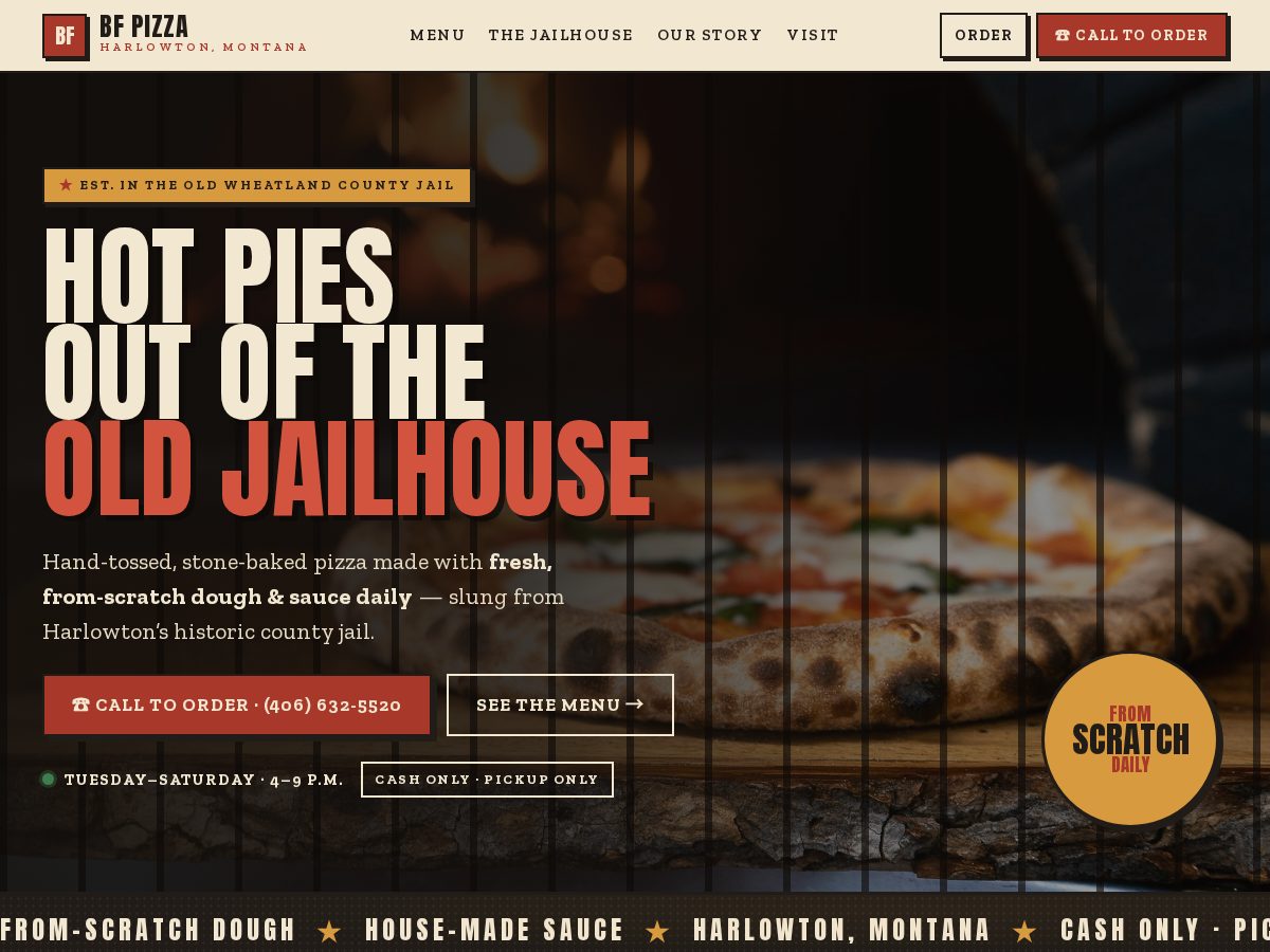 Landing-page snapshot of bfpizza.space