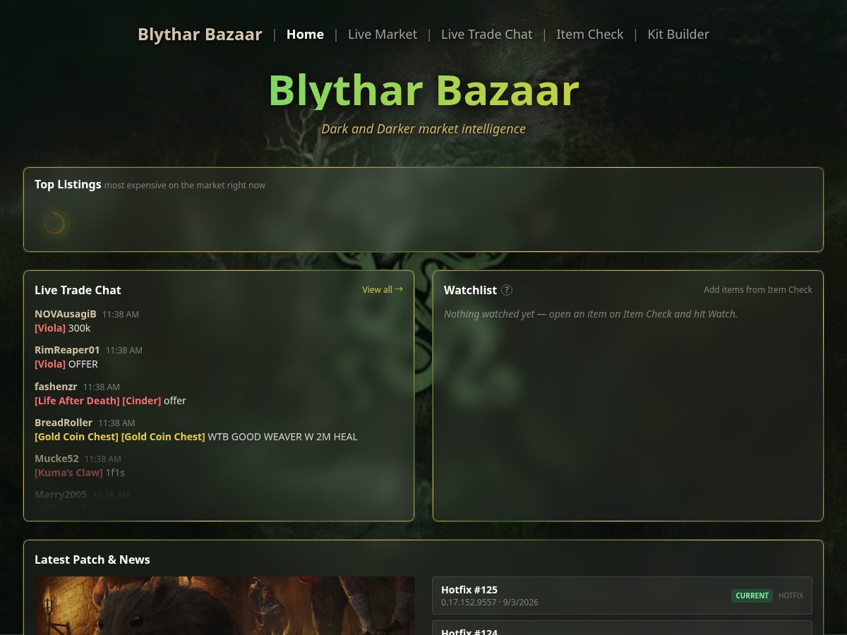 Landing-page snapshot of blytharbazaar.com