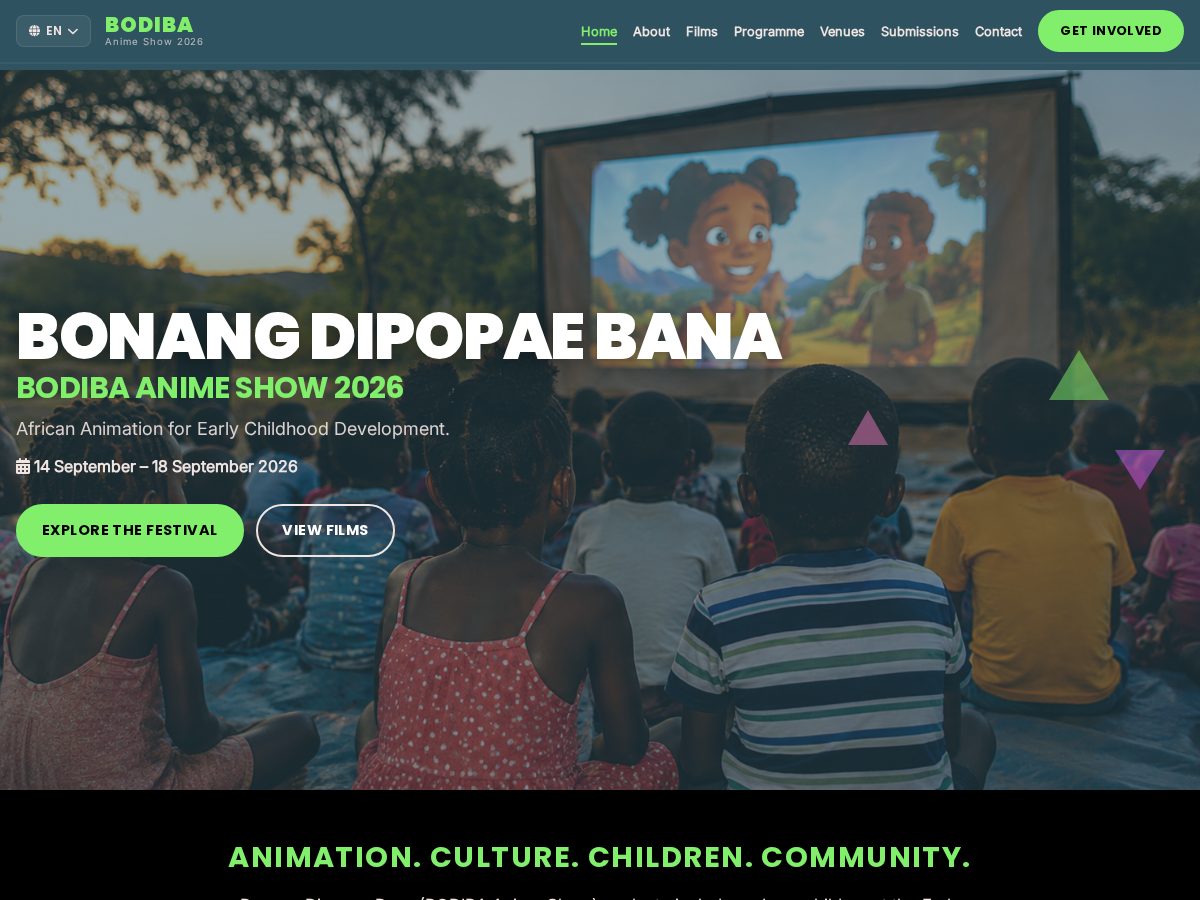 Landing-page snapshot of bodibaanimeshow.africa