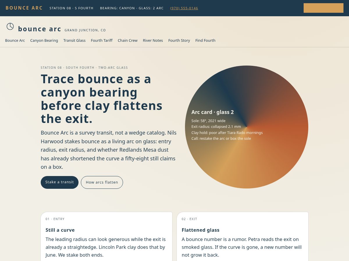 Landing-page snapshot of bouncearc.click