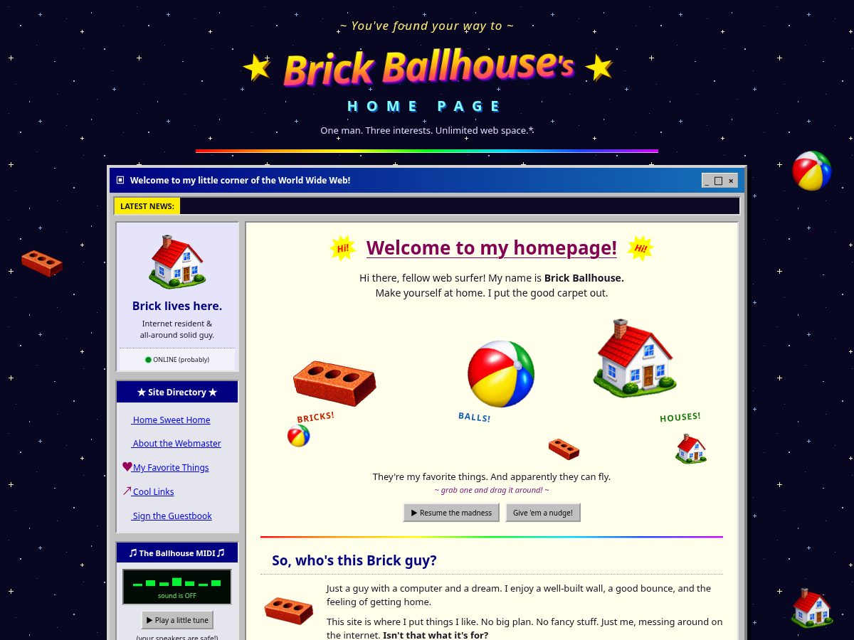 Landing-page snapshot of brickballhouse.xyz