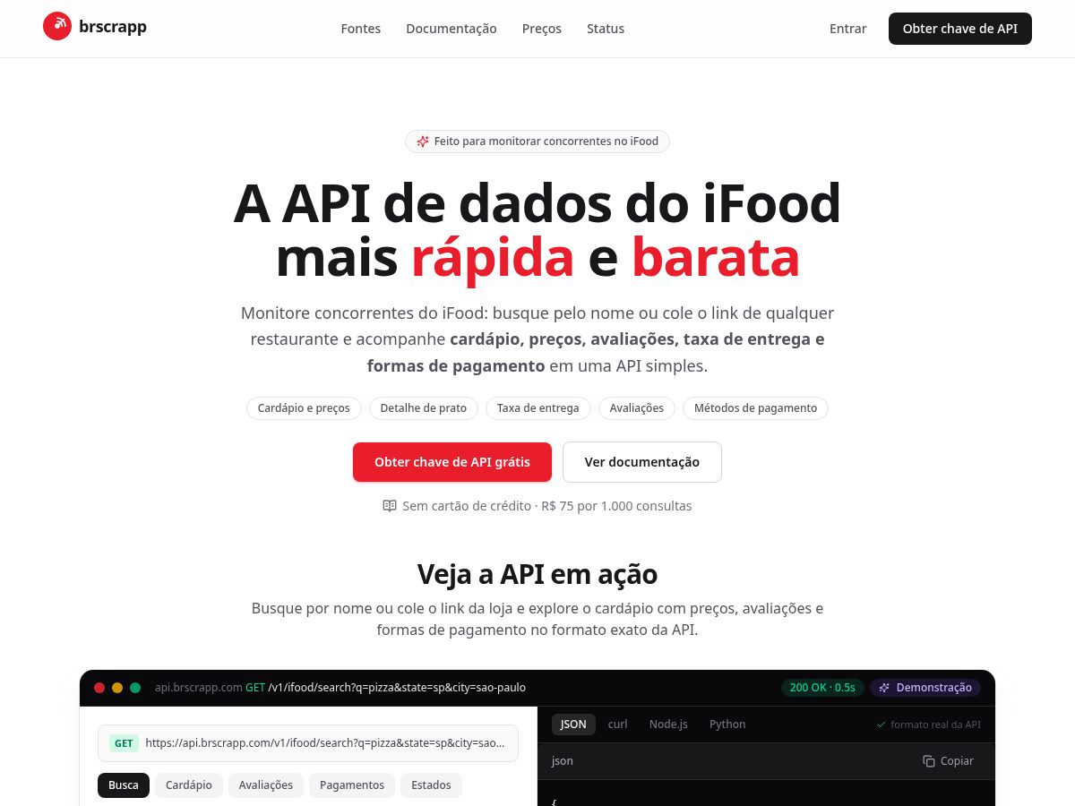 Landing-page snapshot of brscrapp.com