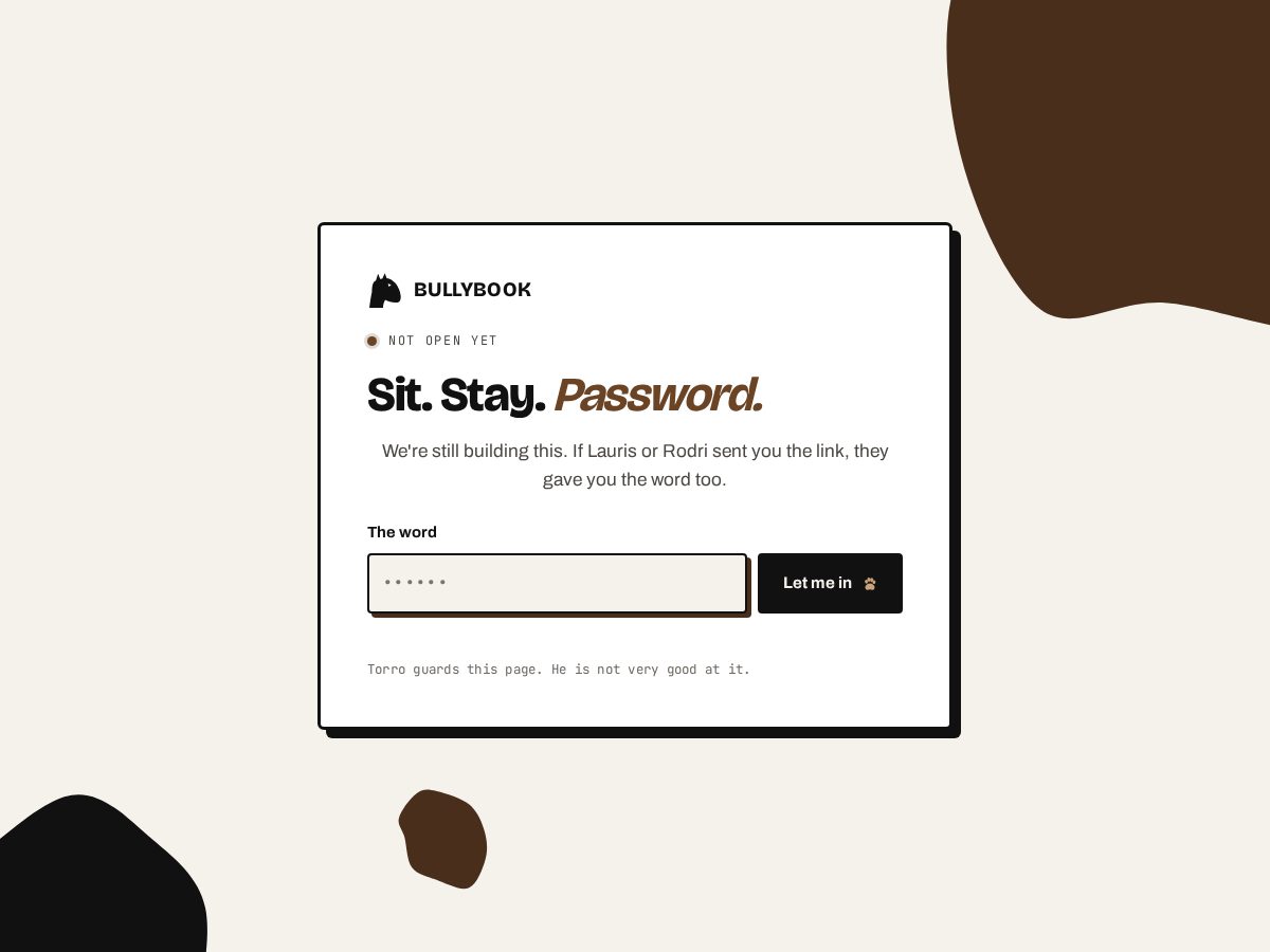 Landing-page snapshot of bullybook.bio