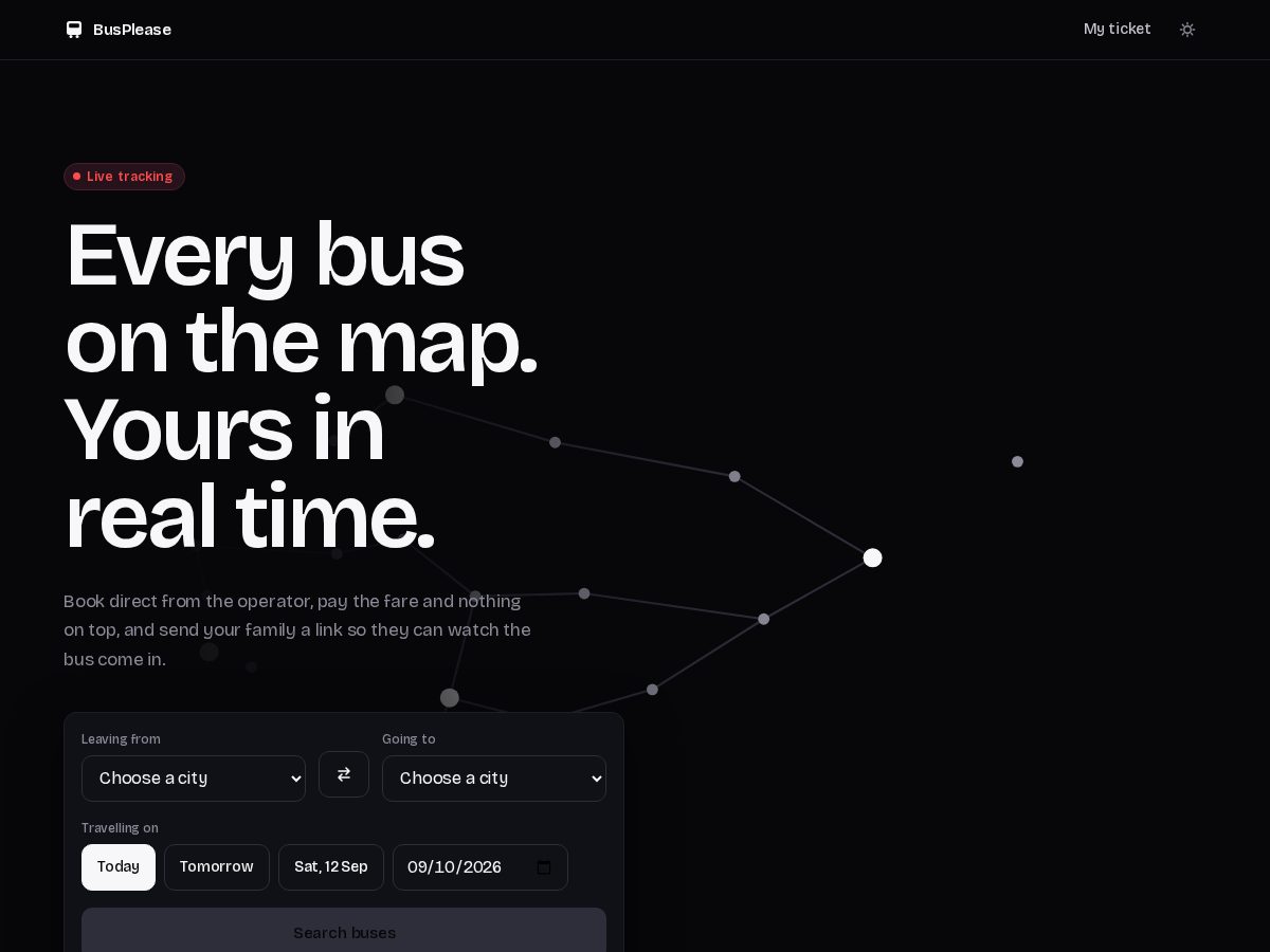Landing-page snapshot of busplease.com