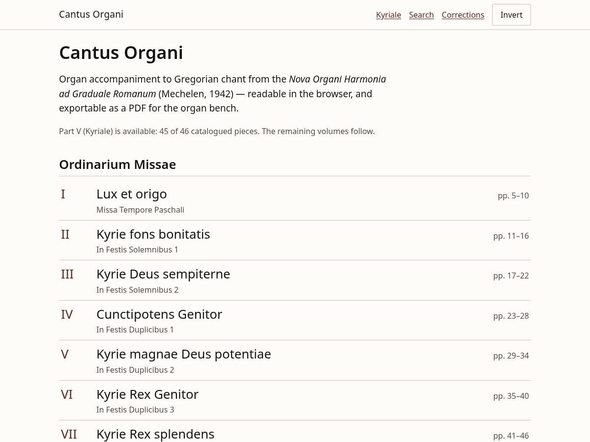 Landing-page snapshot of cantusorgani.org
