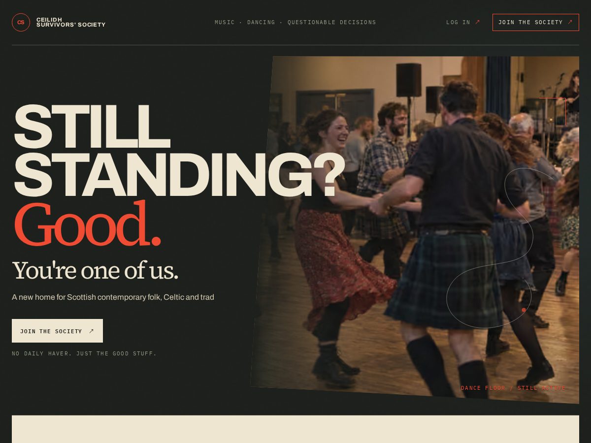 Landing-page snapshot of ceilidhsurvivorsociety.store