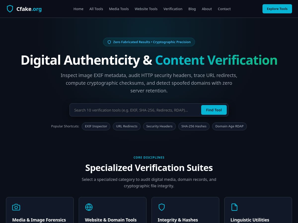 Landing-page snapshot of cfake.org