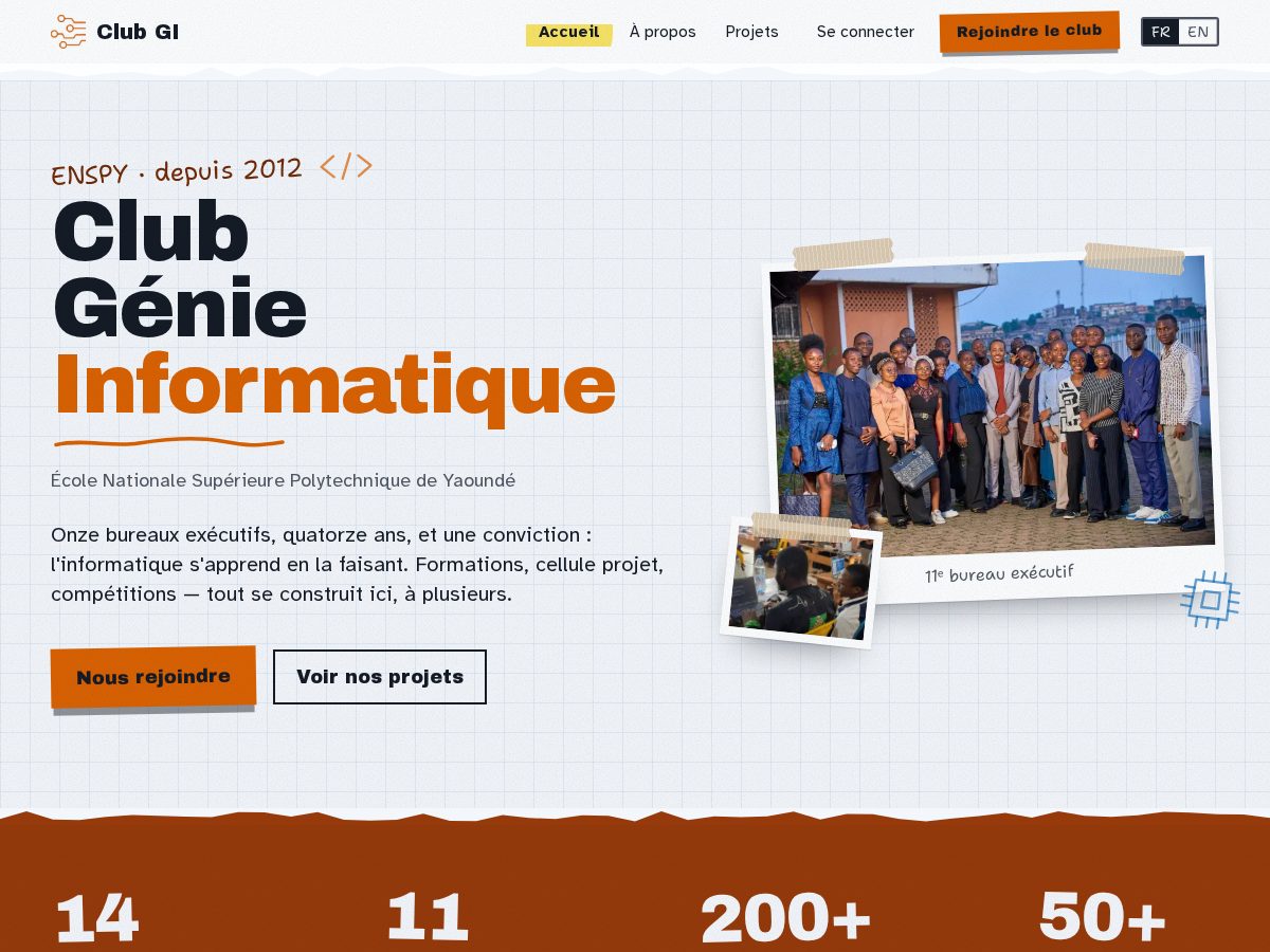 Landing-page snapshot of clubgi-enspy.com