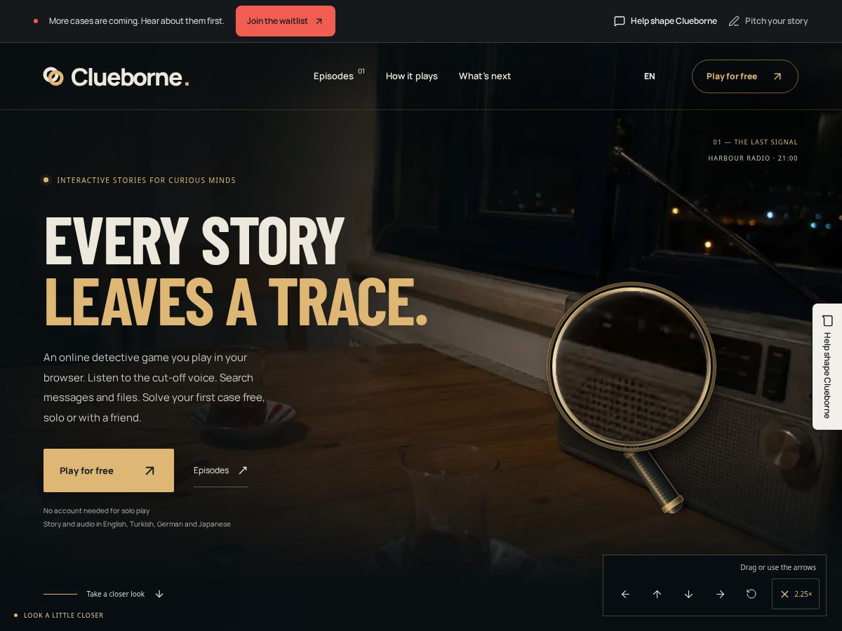 Landing-page snapshot of clueborne.com