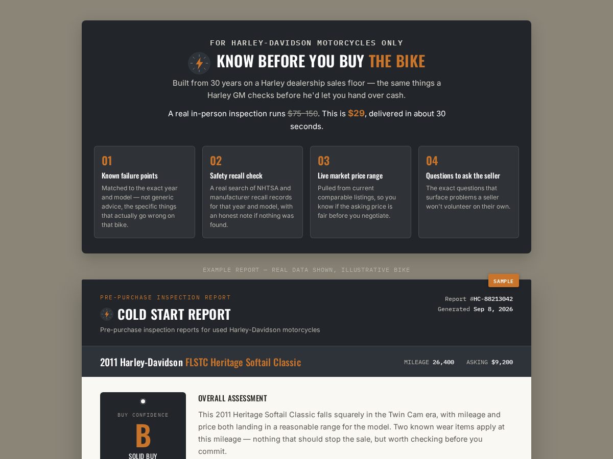 Landing-page snapshot of coldstartreport.com