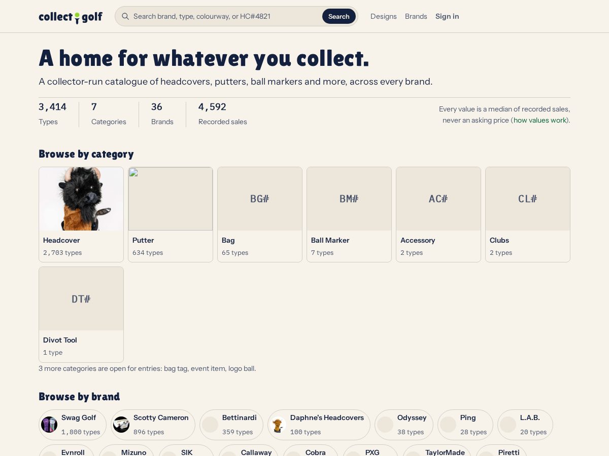 Landing-page snapshot of collect.golf