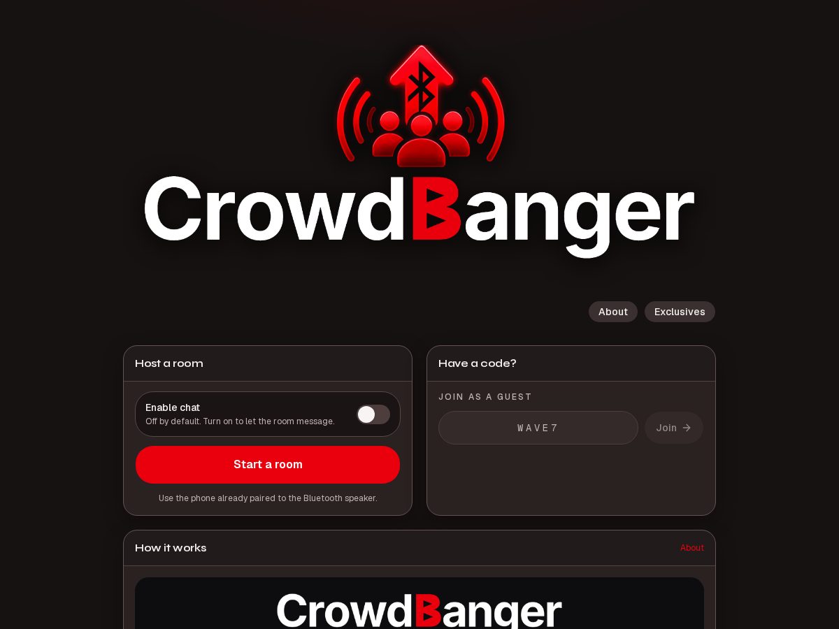 Landing-page snapshot of crowdbanger.com