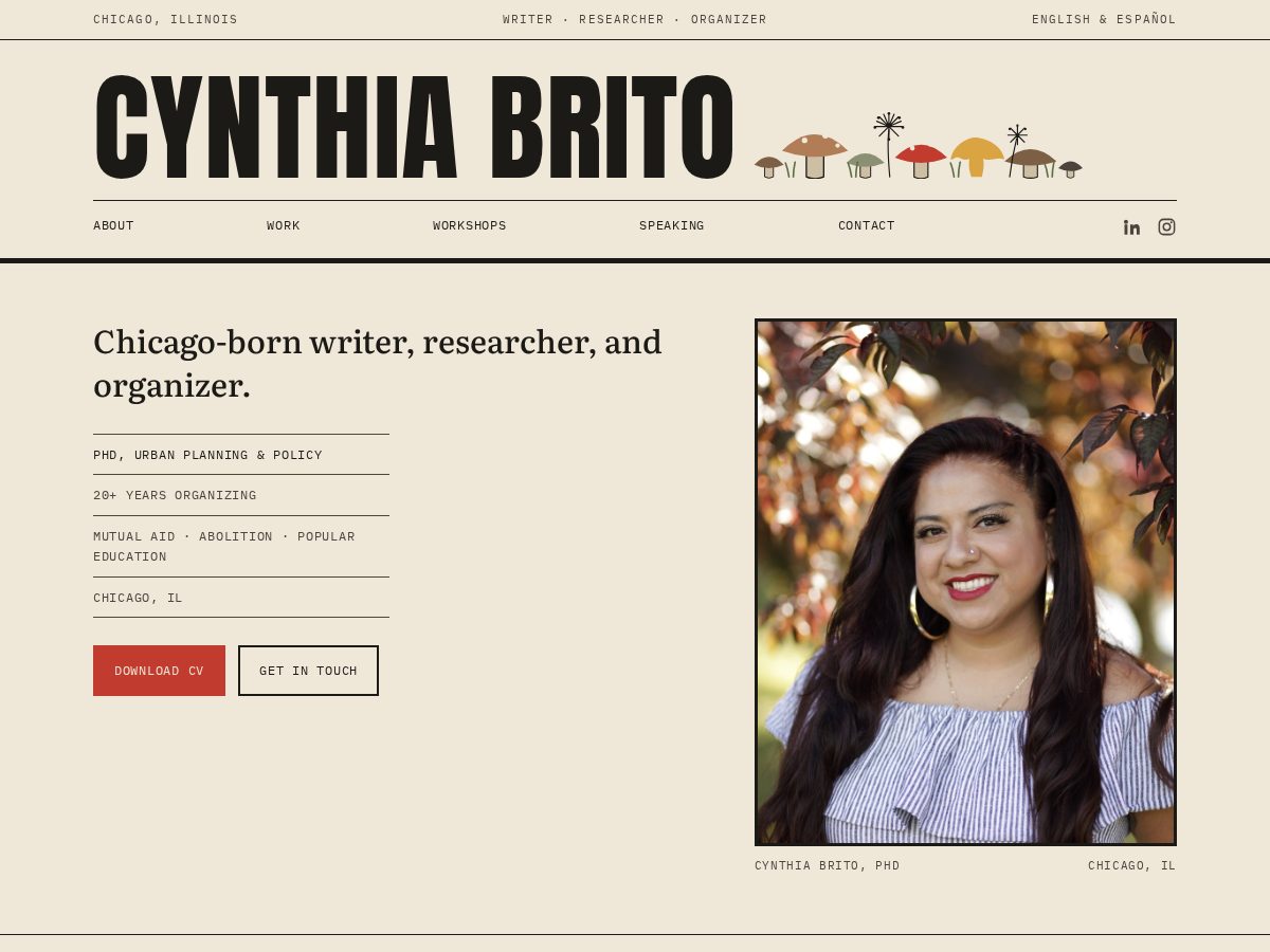 Landing-page snapshot of cynthiabrito.com