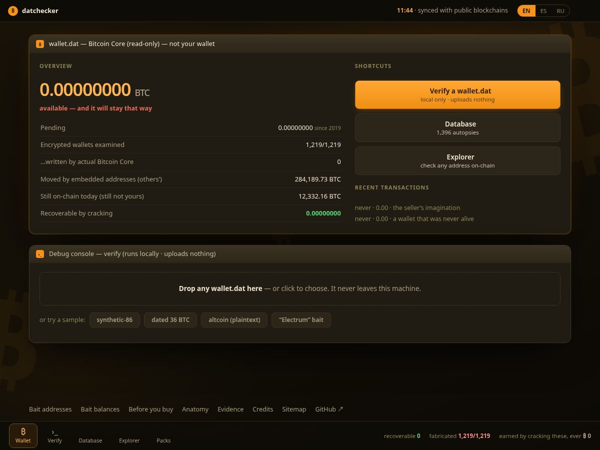 Landing-page snapshot of datchecker.com