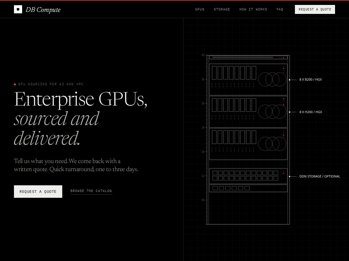Landing-page snapshot of dbcompute.com