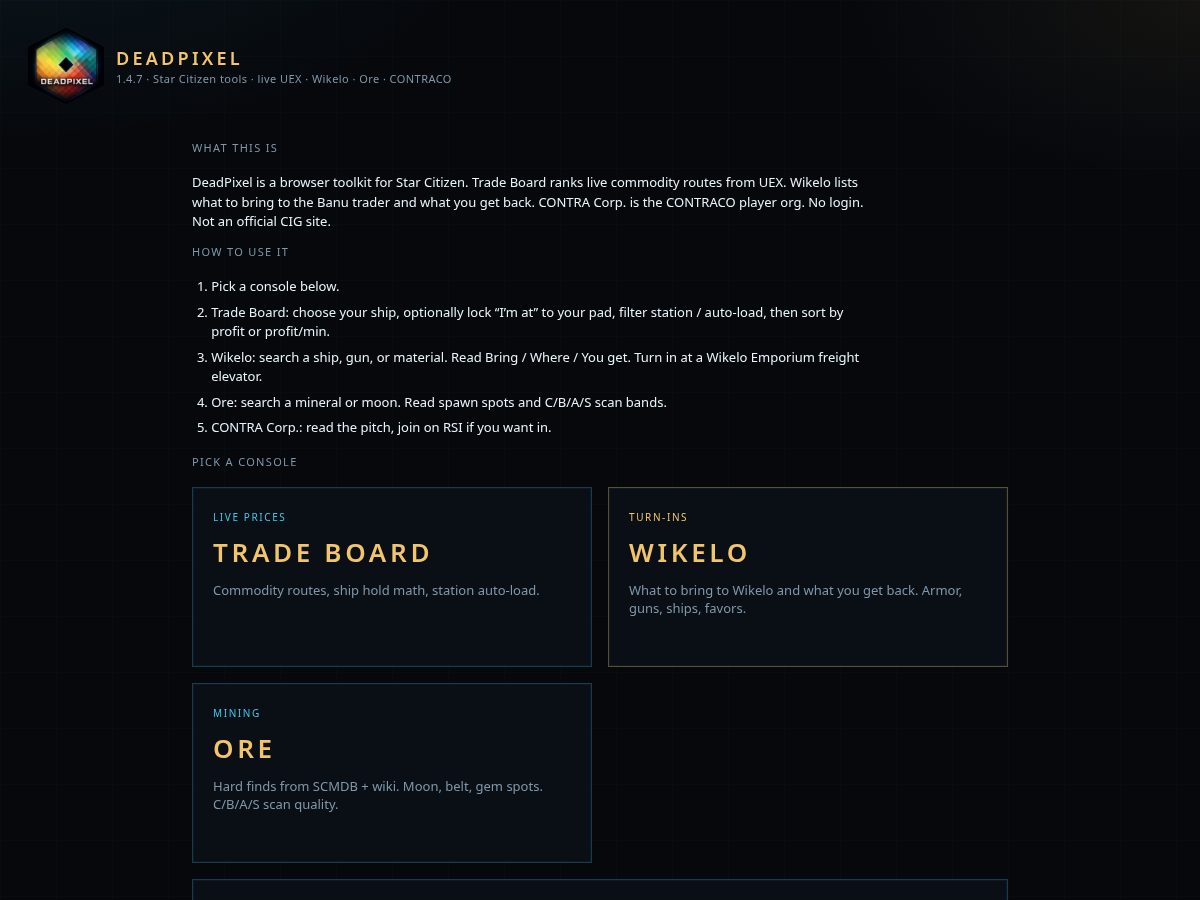 Landing-page snapshot of deadpixelsc.tools
