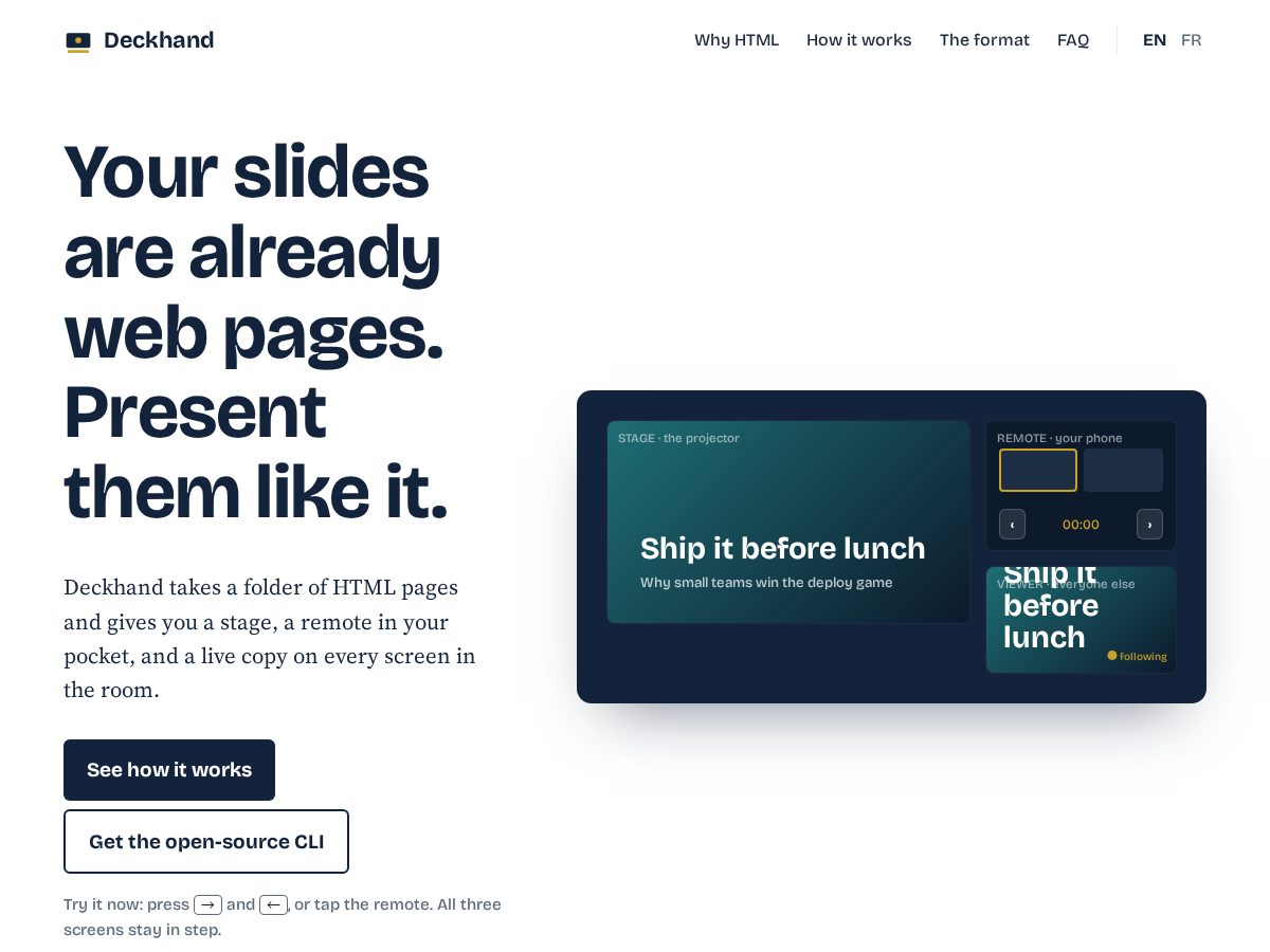 Landing-page snapshot of deckhand.show