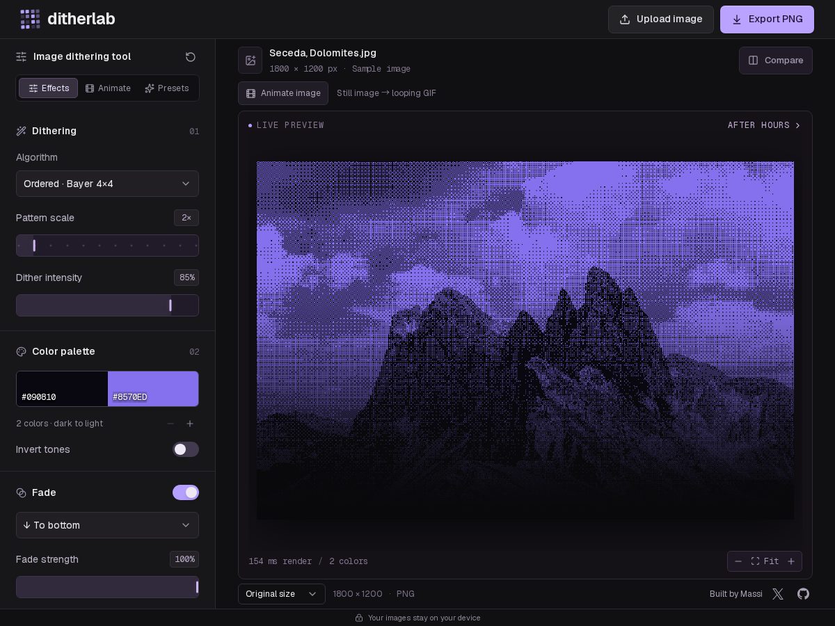 Landing-page snapshot of ditherlab.ink