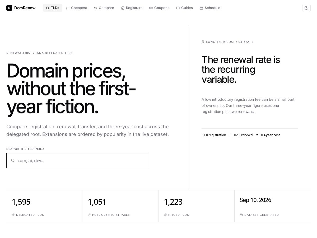 Landing-page snapshot of domrenew.com