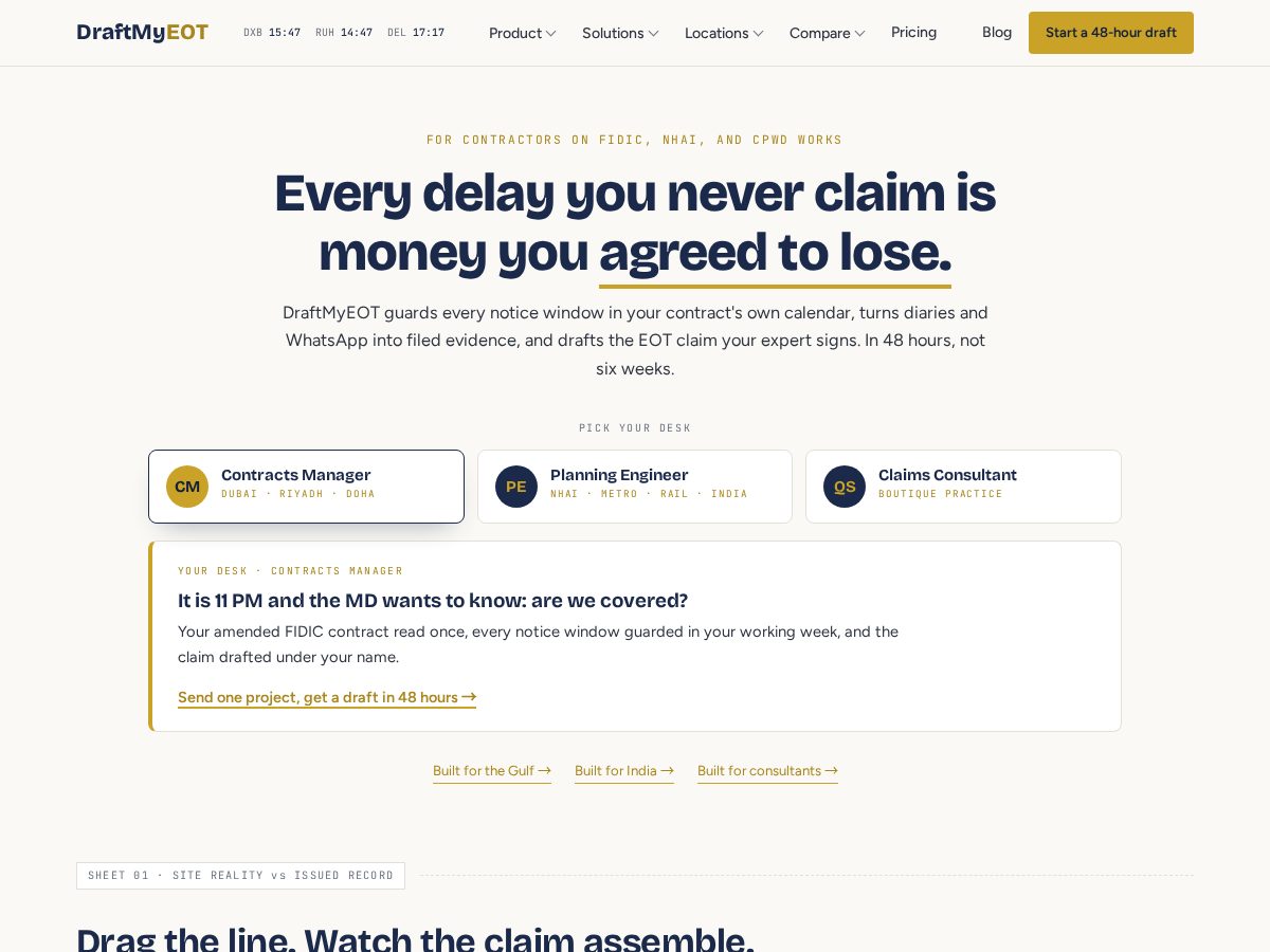 Landing-page snapshot of draftmyeot.com