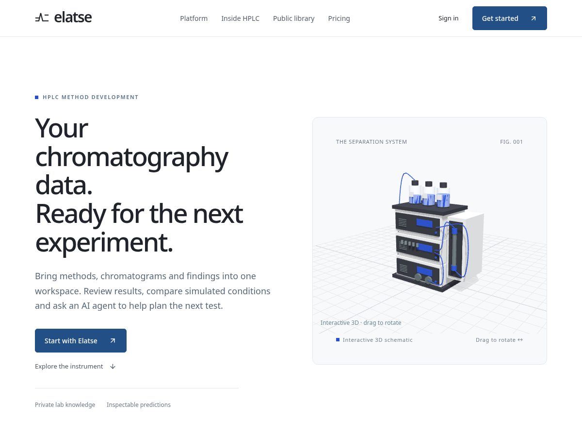 Landing-page snapshot of elatse.com