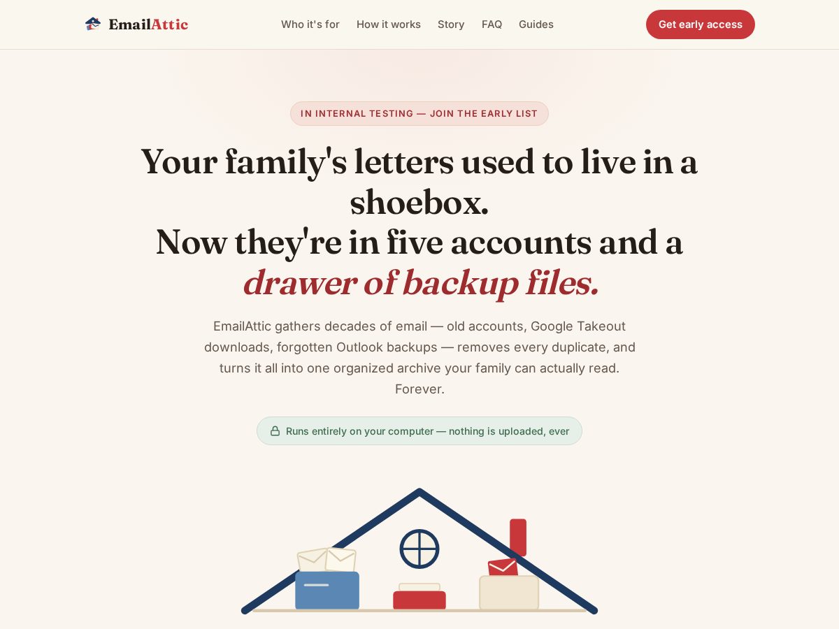 Landing-page snapshot of emailattic.com