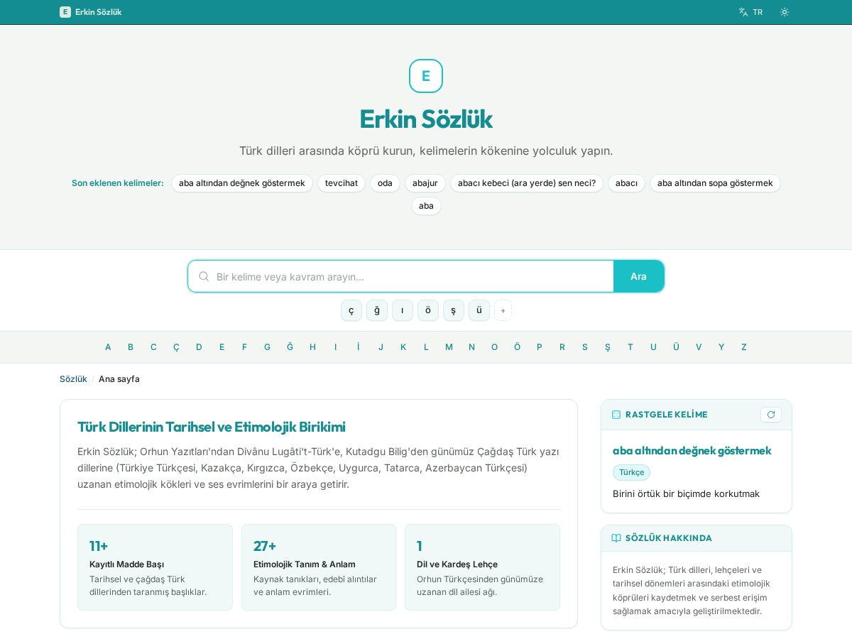 Landing-page snapshot of erkinsozluk.com