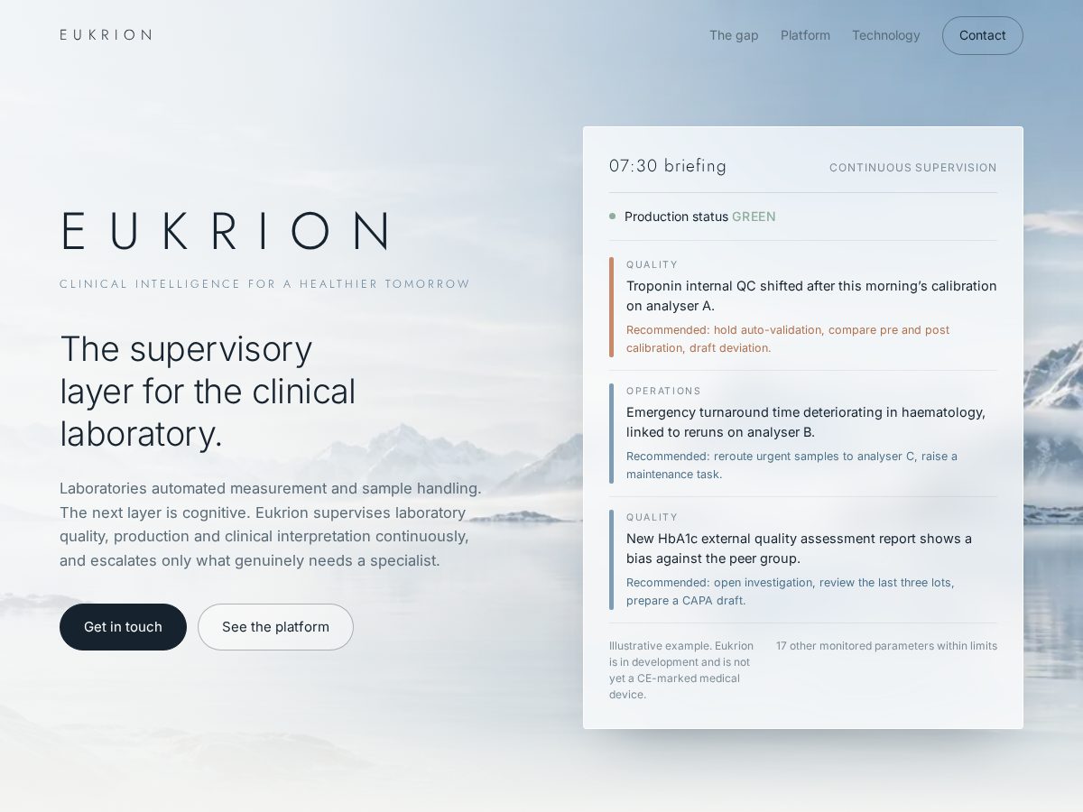 Landing-page snapshot of eukrion.com
