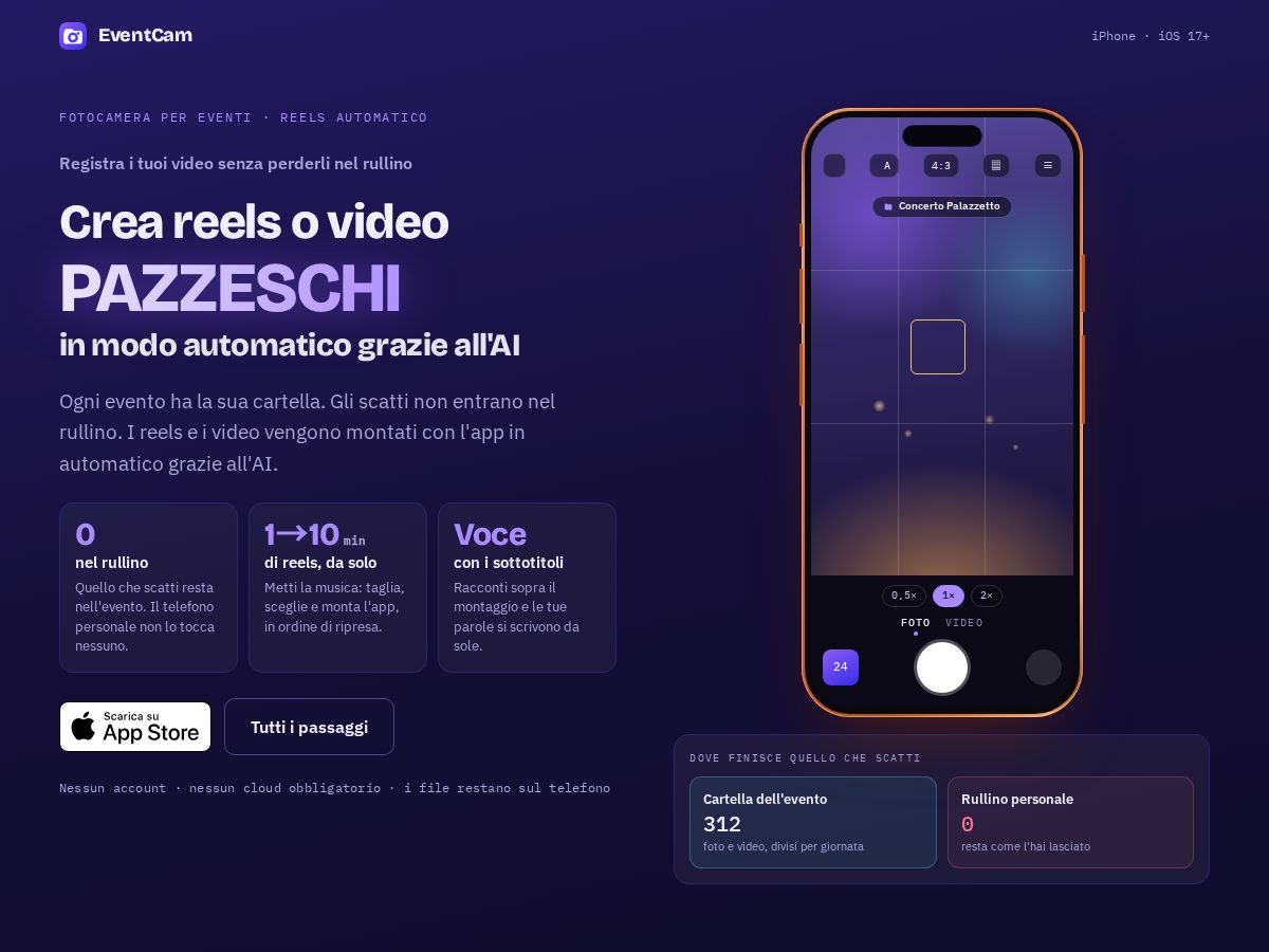Landing-page snapshot of eventcam.media
