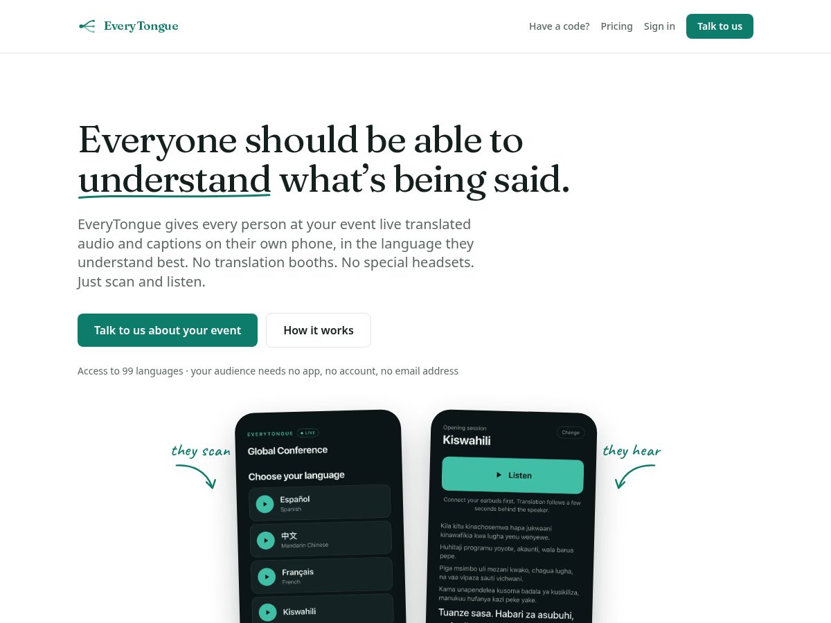 Landing-page snapshot of everytongue.net