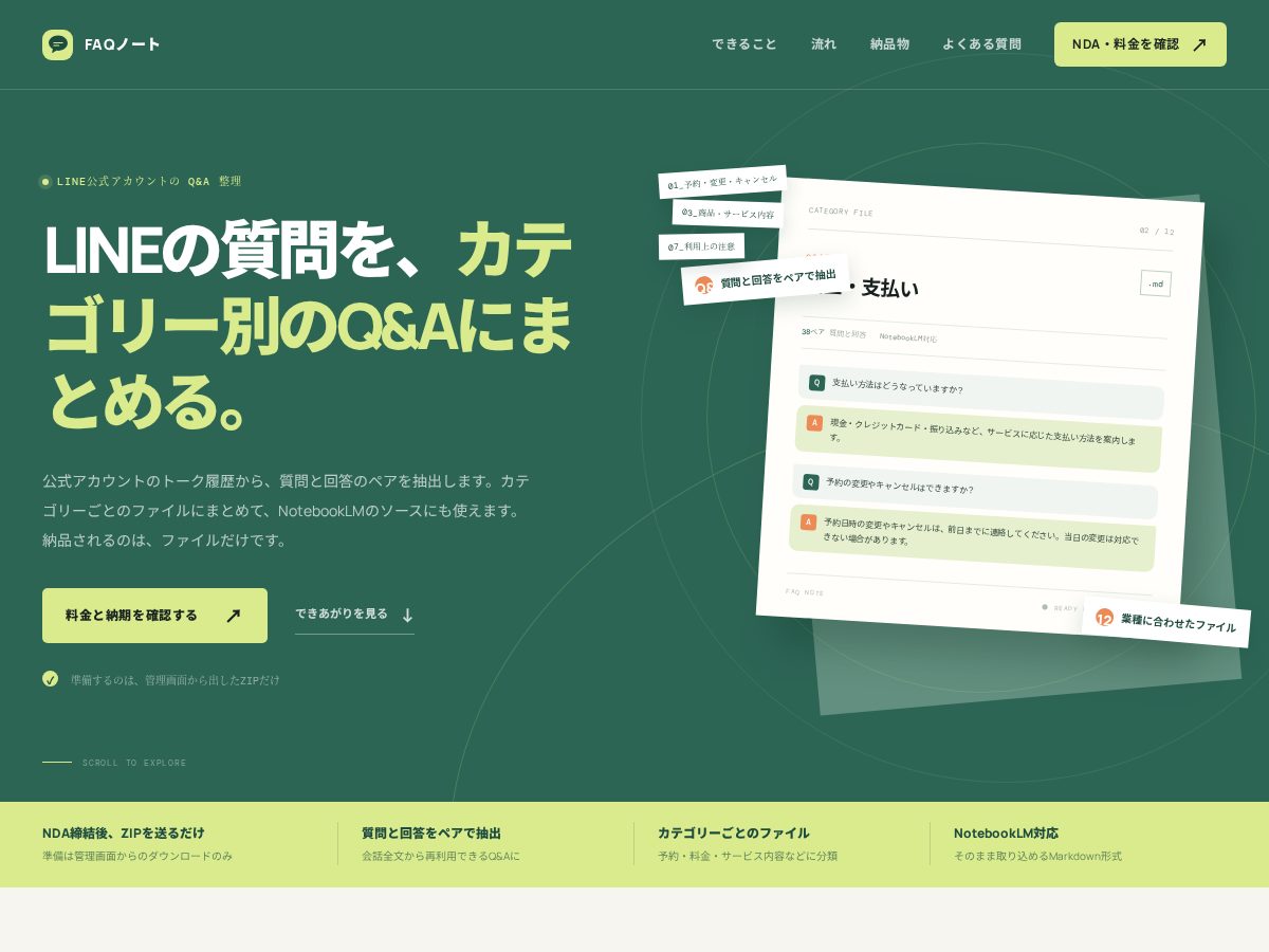 Landing-page snapshot of faq-note.com