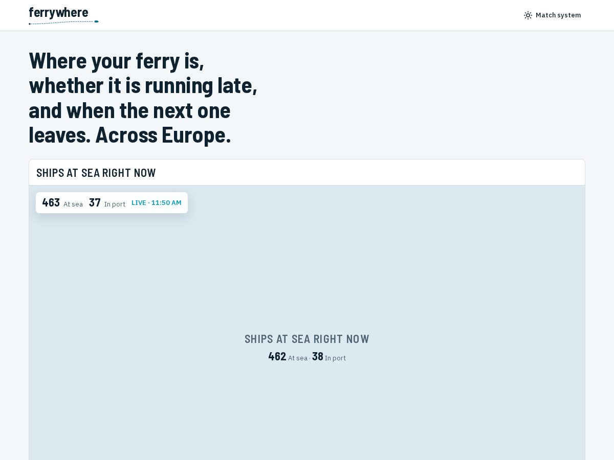 Landing-page snapshot of ferrywhere.com