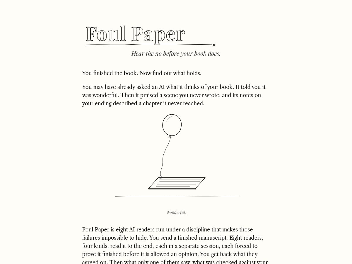 Landing-page snapshot of foulpaper.com