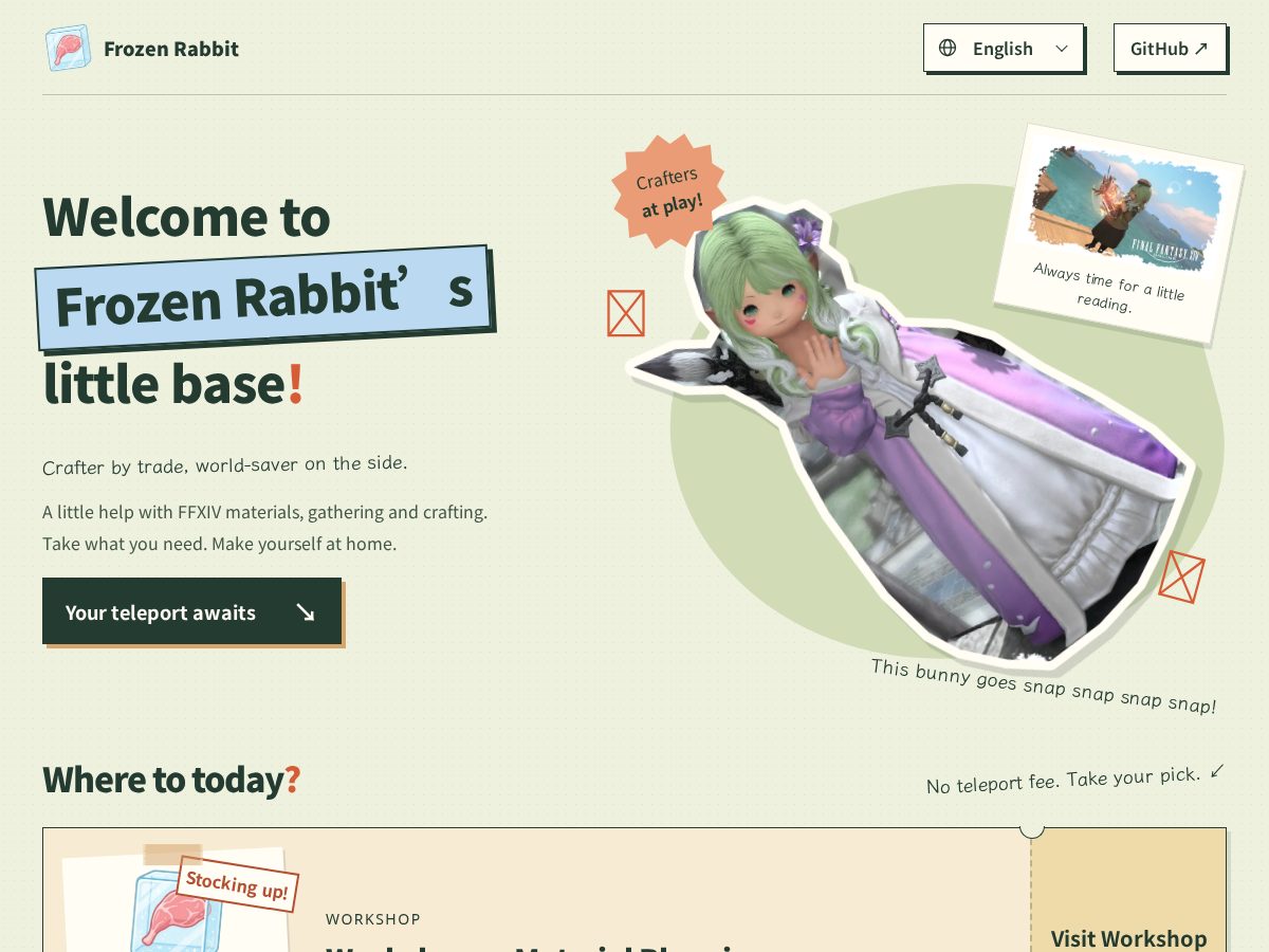 Landing-page snapshot of frozenrabbit.com