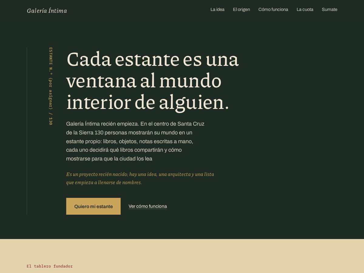 Landing-page snapshot of galeriaintima.org