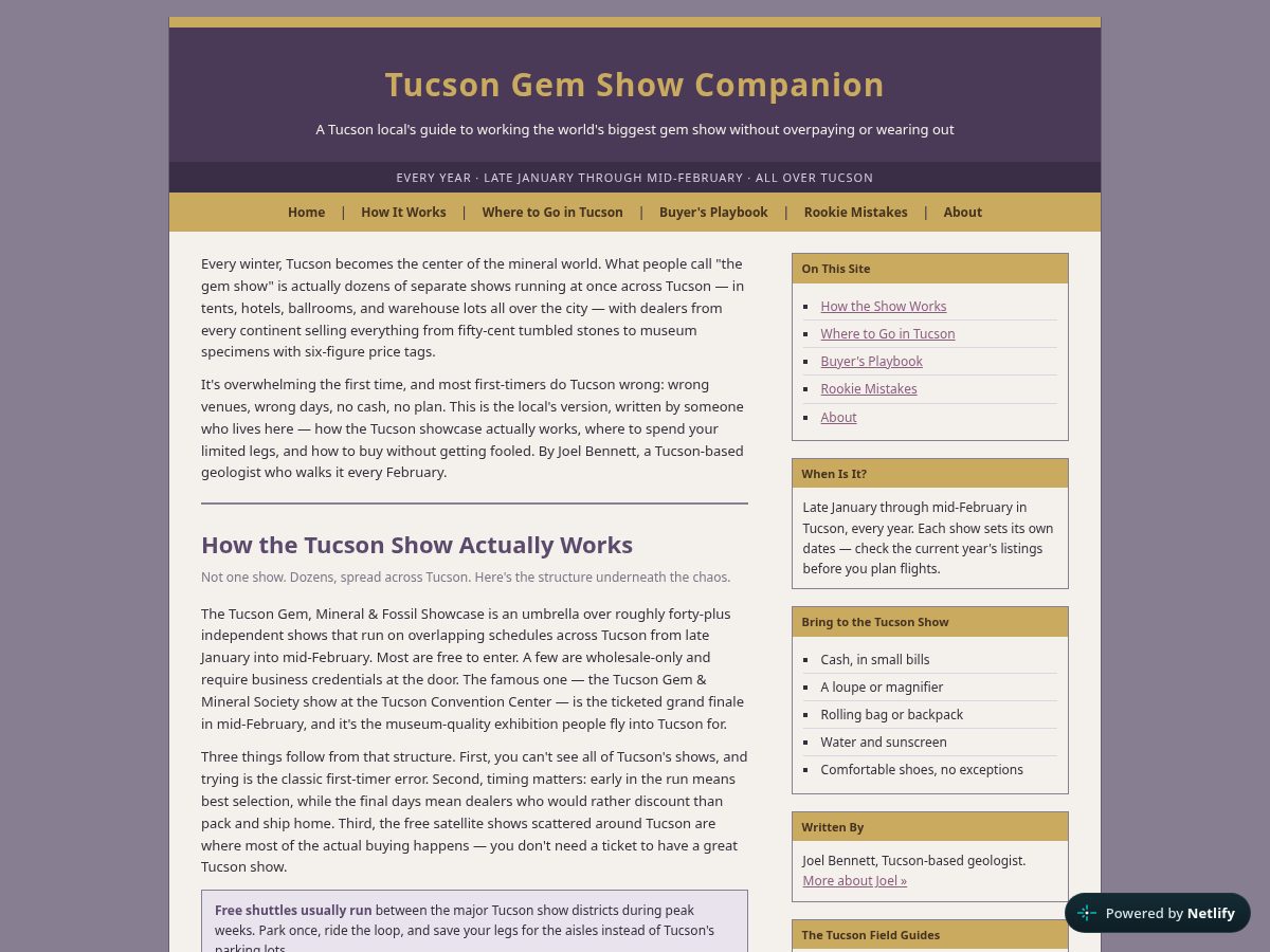 Landing-page snapshot of gemshowcompanion.org