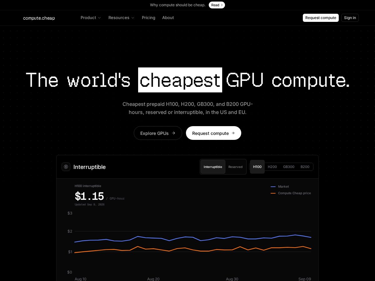 Landing-page snapshot of getcompute.cheap