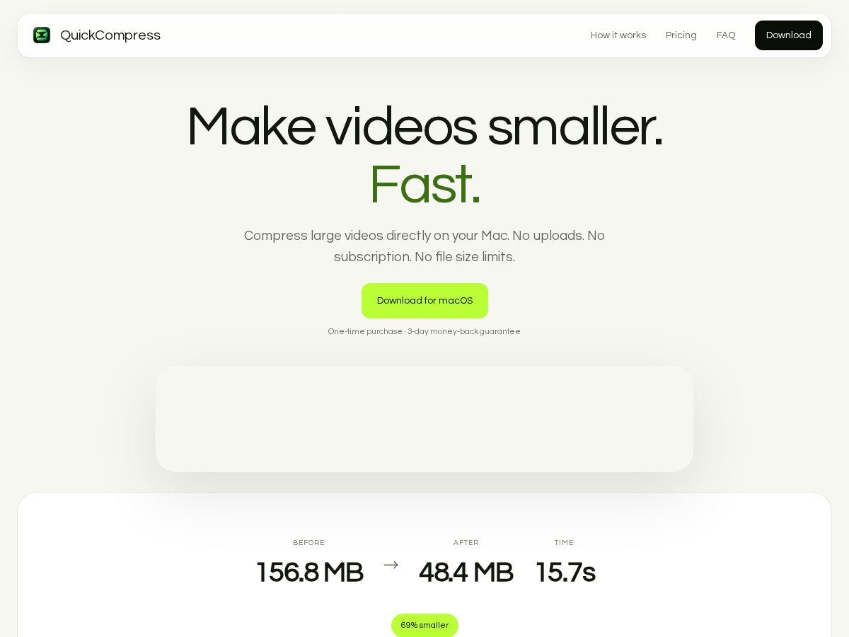 Landing-page snapshot of getquickcompress.com
