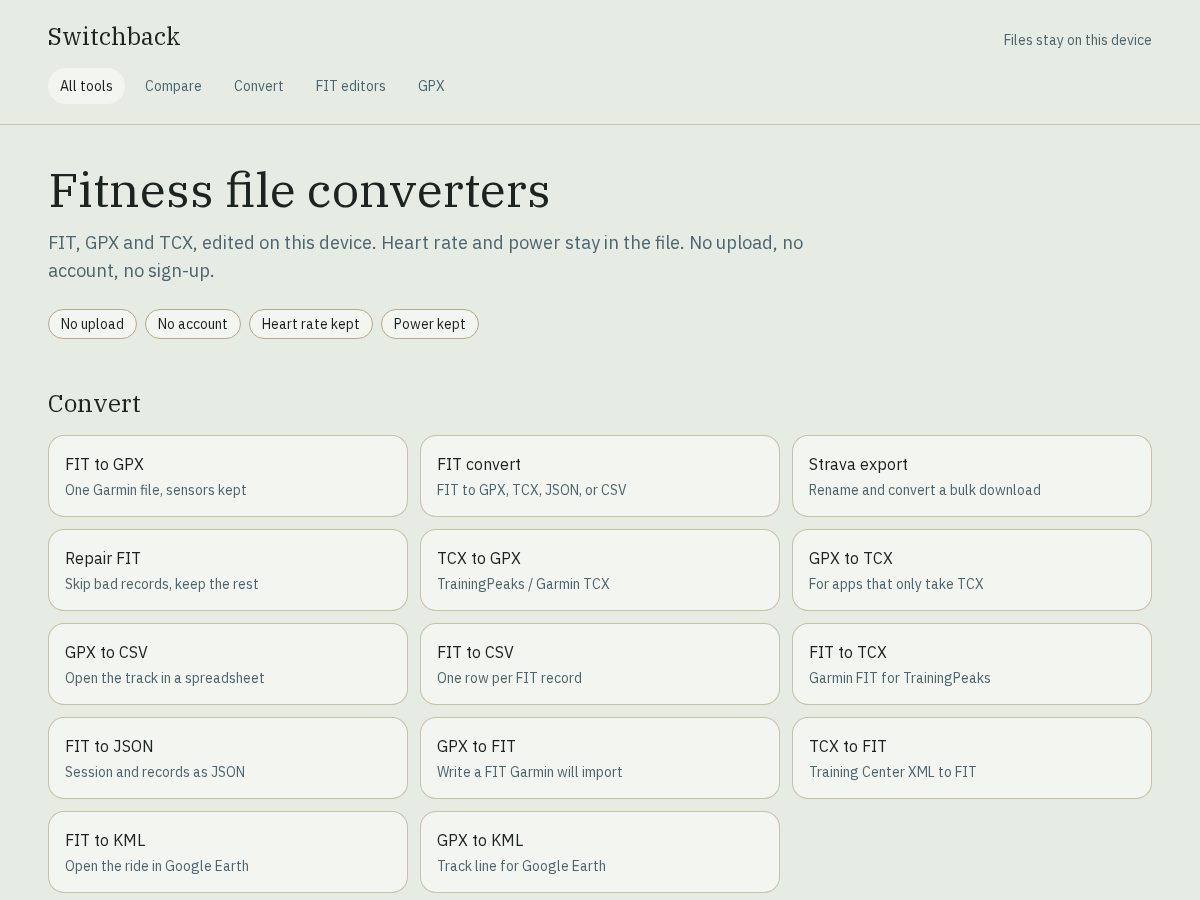 Landing-page snapshot of getswitchback.site