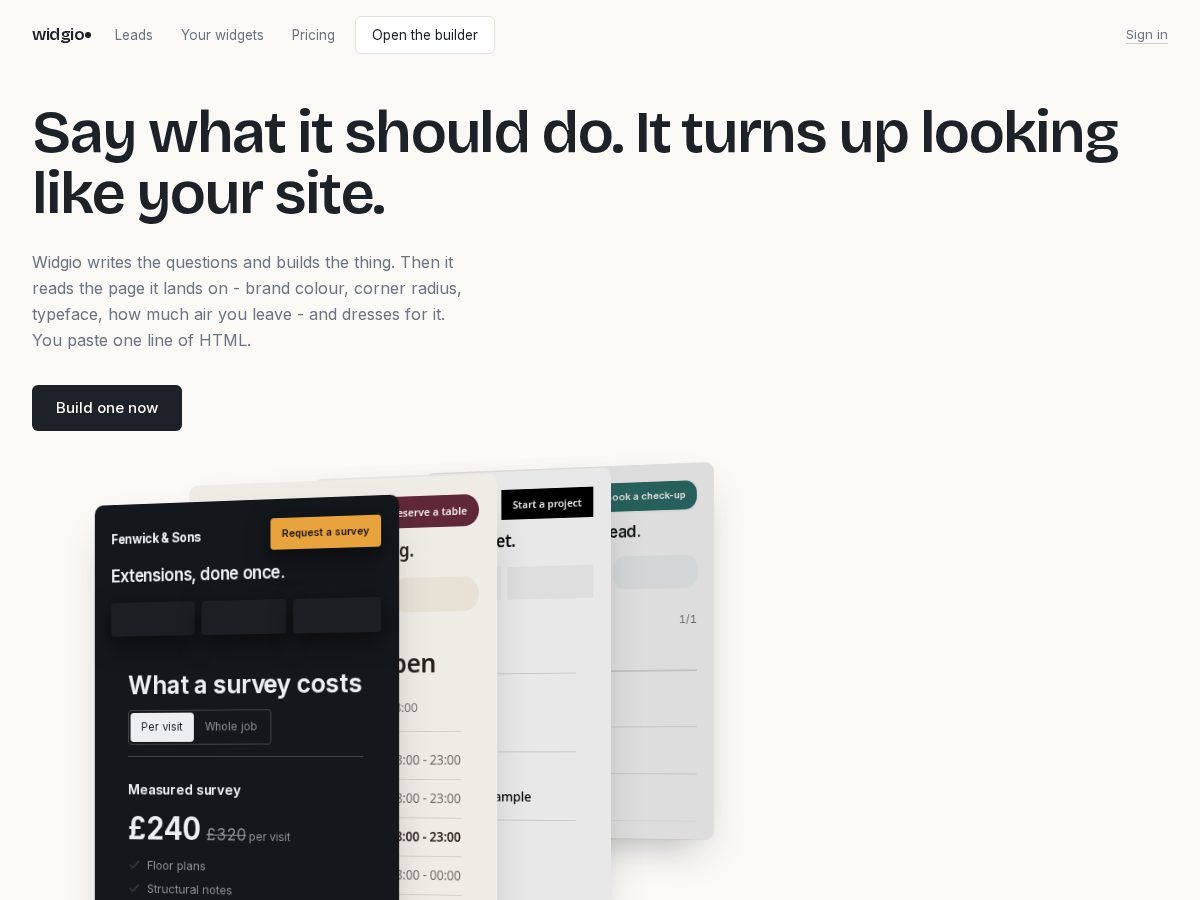 Landing-page snapshot of getwidgio.com