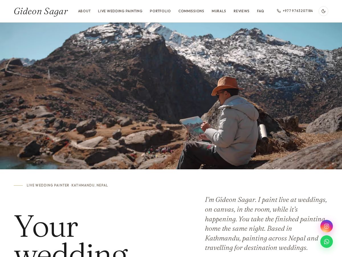 Landing-page snapshot of gideonsagarart.com