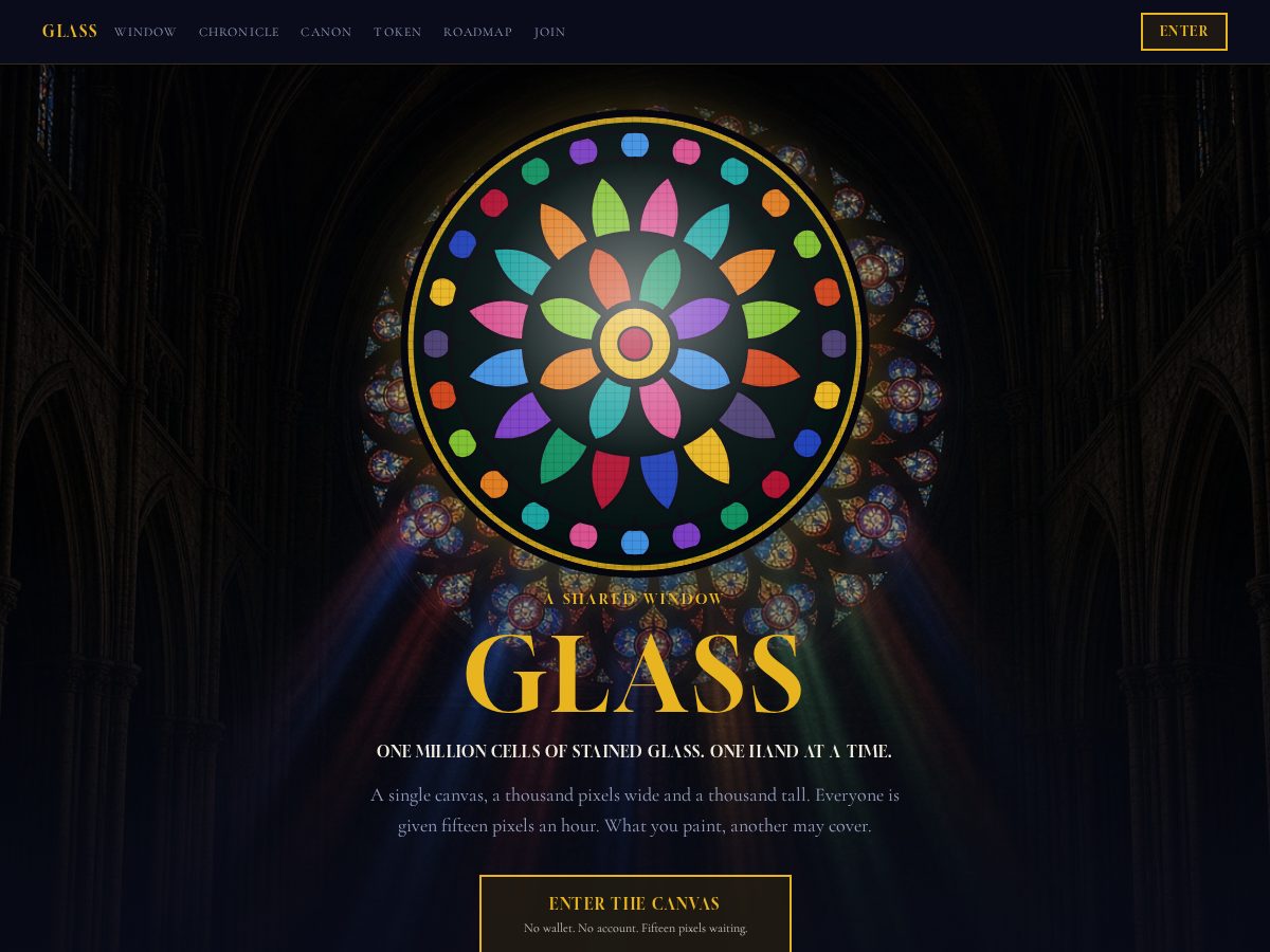 Landing-page snapshot of glassonchain.art